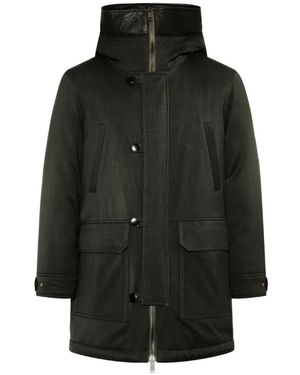 Yves Salomon Shearling-Trim Hooded Parka - Black