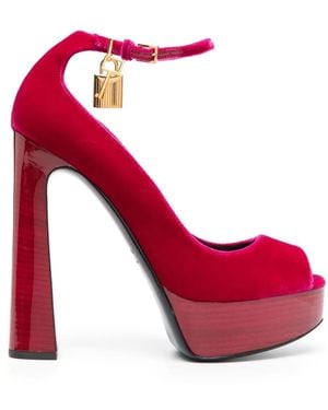 Tom Ford Plateau-Samtsandalen - Rot