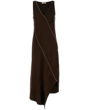 Jil Sander Satin-Finish Midi Dress - Brown