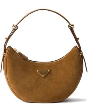 Prada Arqué Suède Schoudertas - Bruin