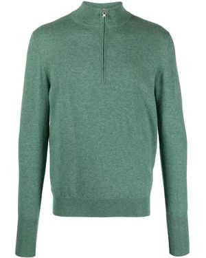 Ballantyne Short-Zip Cashmere Sweater - Green