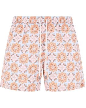 Fedeli Geometric-Pattern Swim Shorts - Pink