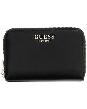 Guess Logo-Plaque Zip-Around Wallet - Black