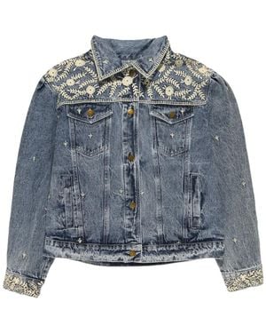 MAISON HOTEL Loretta Embroidered Denim Jacket - Blue
