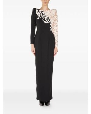 ARAFTU Long-Sleeve Lace-Detail Maxi Dress - Black