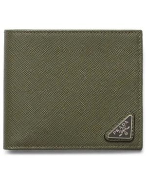 Prada Saffiano Leather Bi-Fold Wallet - Green
