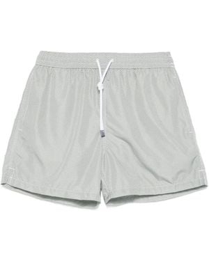 Fedeli Madeira Drawstring Patterned Swim Shorts - White