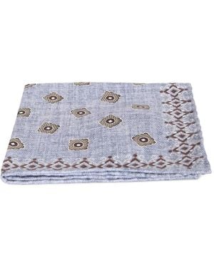 Dell'Oglio Einstecktuch Mit Geometrischem Print - Weiß
