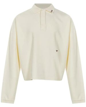 Rhude Logo-Embroidered Long-Sleeve Polo Shirt - White