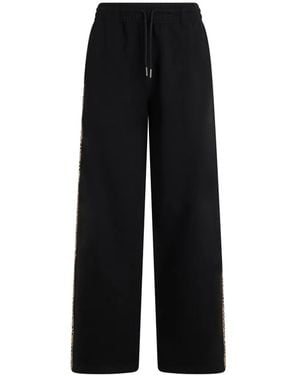 Burberry Check-Panel Track Trousers - Black