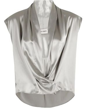 Alberta Ferretti Draped Satin Top - Gray