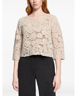 Betty Barclay Crochet Sequin-Embellished Top - Natural