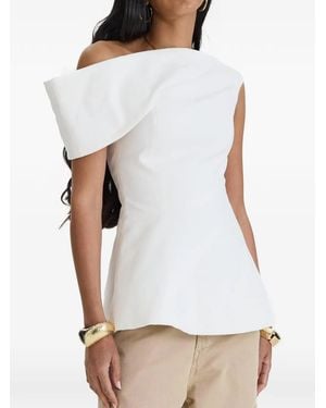 MOOS STUDIO Haut Péplum Asymétrique - Blanc