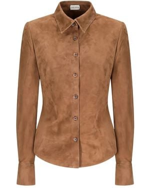 Magda Butrym Button-Fastening Suede Shirt - Brown