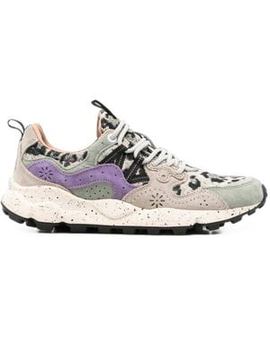 Flower Mountain Yamano 3 Leopard-Print Paneled Sneakers - White