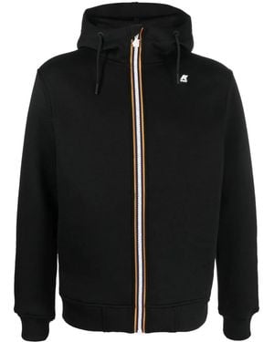 K-Way Stripe-Trim Zip-Up Hoodie - Black