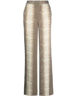 Twinset Lizard-Skin Effect Satin Trousers - Natural