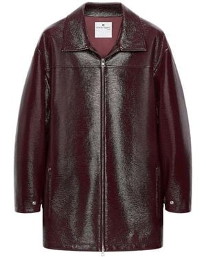 Courreges Zipped Vinyl Maxi Coat - Purple
