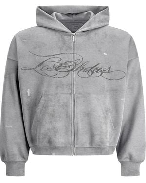 LOSTSHDWS Distressed Script Hoodie - Grey