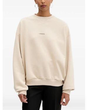 La Mania Logo-Print Dropped-Shoulder Sweatshirt - Natural