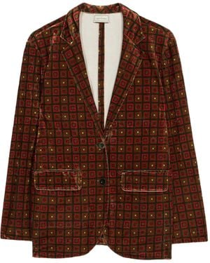 Pierre Louis Mascia Geometric-Pattern Velvet Blazer - Brown