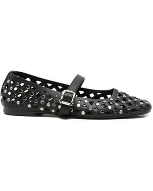 Exe' Stud-Embellished Cut-Out Ballet Flats - White