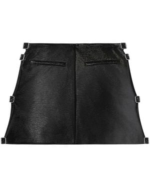 Courreges Buckled Coated Miniskirt - Black