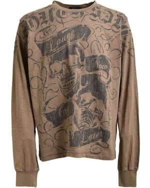 BREATH T-Shirt Con Grafica Teschio - Marrone