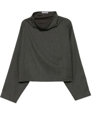 Dusan Top Con Scollo Drappeggiato - Nero