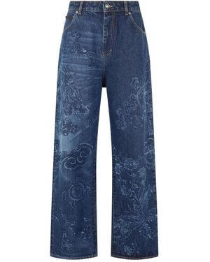 Roberto Cavalli Dragon-Motif Jeans - Blue