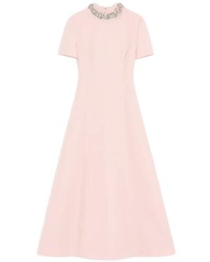 Valentino Garavani Crepe Couture Embroidered Midi Dress - Pink