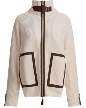 Max & Moi Gelaia Zip Buckle Cardigan - Natural