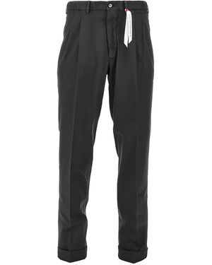 Santaniello Pleated Turn-Up Trousers - Black