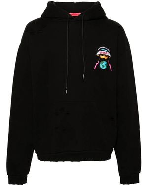 Members of The Rage Logo-Patch Distressed Hoodie - Black