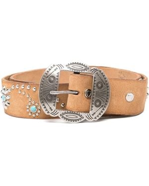 HTC Ceinture À Détails De Clous - Marron