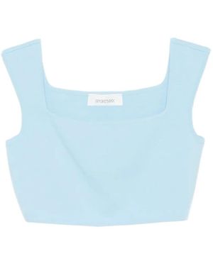 Max Mara Square-Neck Sleeveless Top - Blue