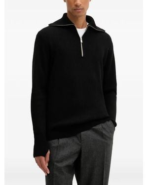 Barena Pull Côtelé À Col Zippé - Black