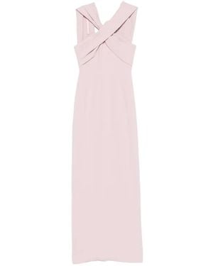 Solace London Halter-Neck Draped-Scarf Maxi Dress - Pink