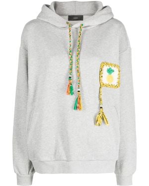 Alanui Stay Positive Crochet-Detailed Cotton Hoodie - White