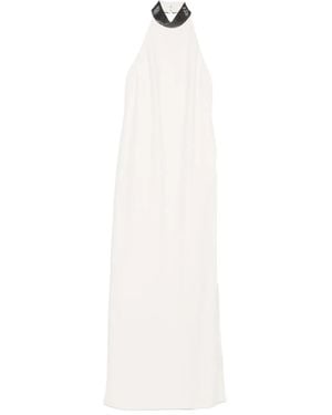 Brunello Cucinelli Verziertes Neckholder-Kleid - Weiß