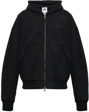 adidas Premium Essentials Cropped Full-Zip Hoodie - Black