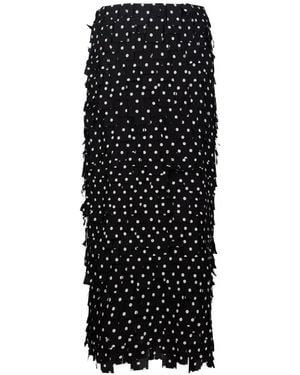 GIOVANNI PARIS Polka-Dot Tiered Midi Skirt - Black