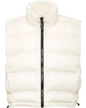 Philipp Plein Scratch-Print Padded Vest - Natural