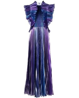 Alberta Ferretti Ruffle-Detail Sleeveless Dress - Blue