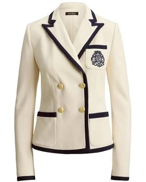Ralph Lauren Double-Breasted Contrast-Trim Blazer - Natural