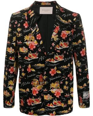 Buscemi Long Sleeve Floral Pattern Blazer - Black