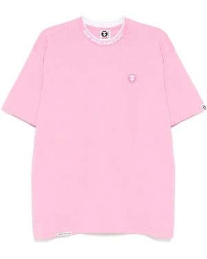 Aape By A Bathing Ape Moonface Logo Short Sleeve Tee - Pink