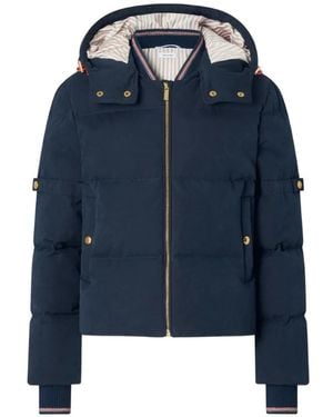 Thom Browne Waxed-Tech Down Jacket - Blue