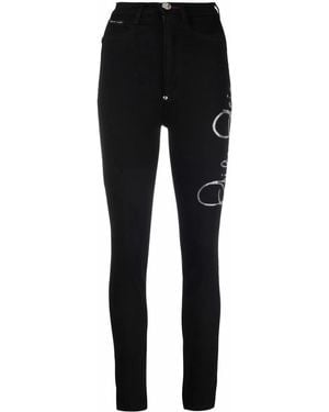 Philipp Plein Logo-Print Jeggings - Black