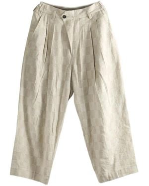 Ziggy Chen Check-Pattern Pleated Trousers - White